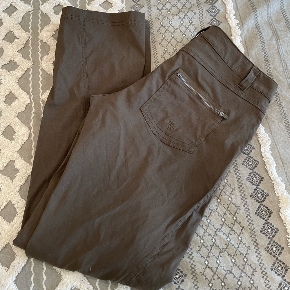 Athleta Dark Brown Straight Leg Pants with Zip Pocket